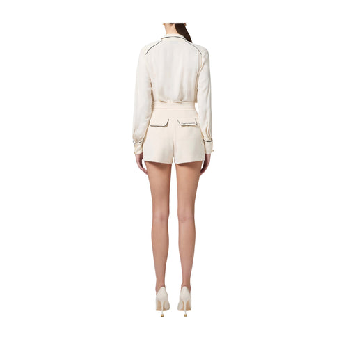 Elisabetta Franchi Camicia elegante Camicia Donna con sciarpa Burro nero - Francavilla Moda